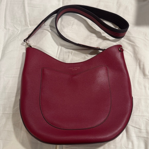 henri bendel Handbags - HENRI BENDEL W57TH Large Hobo Striped Guitar Strap Crossbody in Burgundy